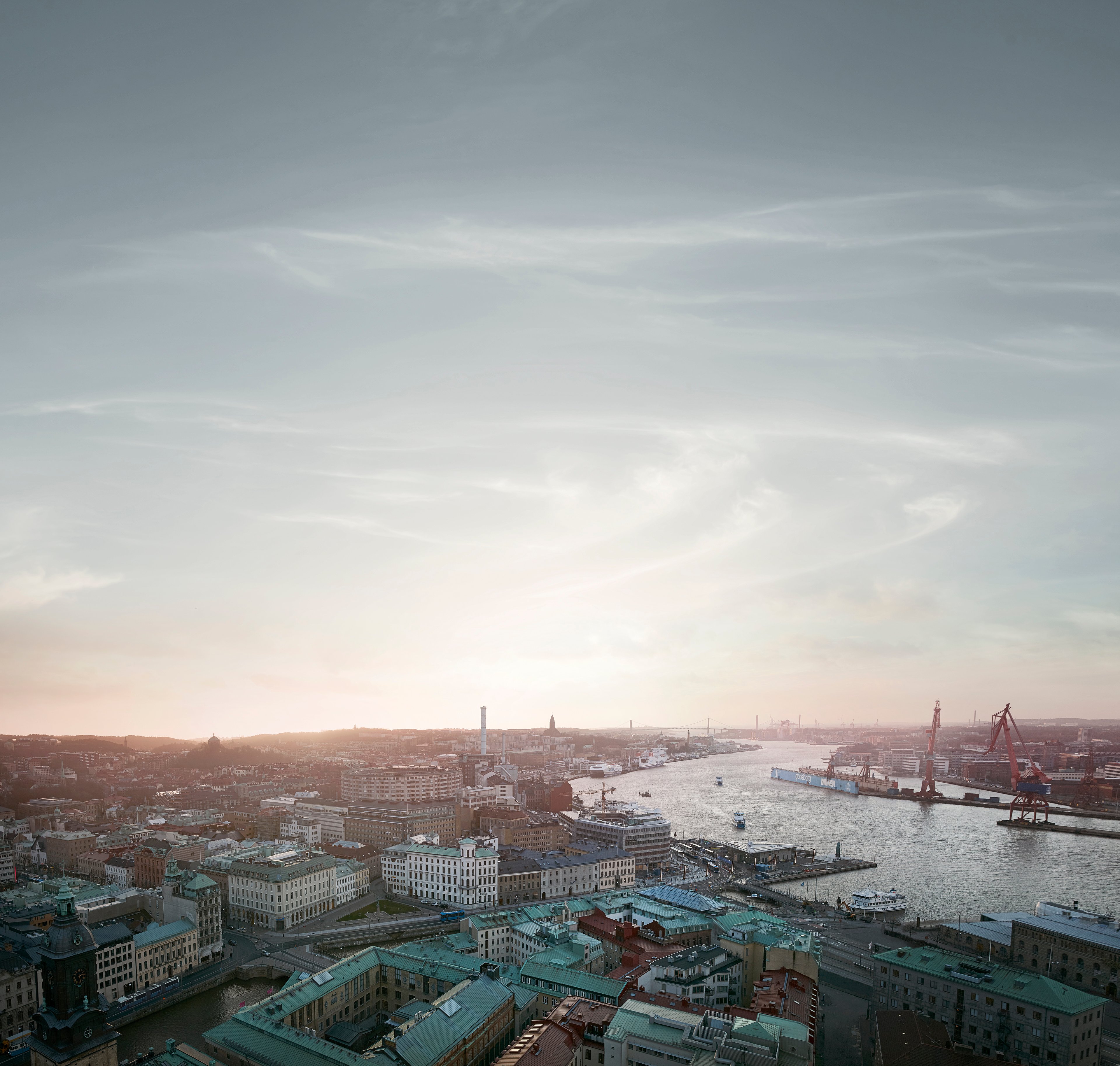 An aerial shot of Gothenburg, Sweden – home of the Stena Metall Group.